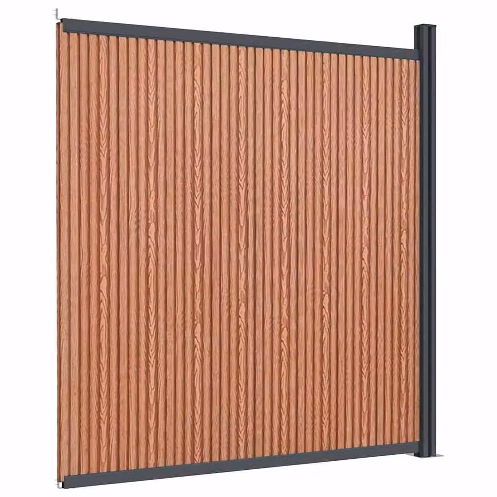 Berkfield Home Durable WPC and Aluminium Fence Panel, Brown, W: 173 cm, H: 186 cm – 2