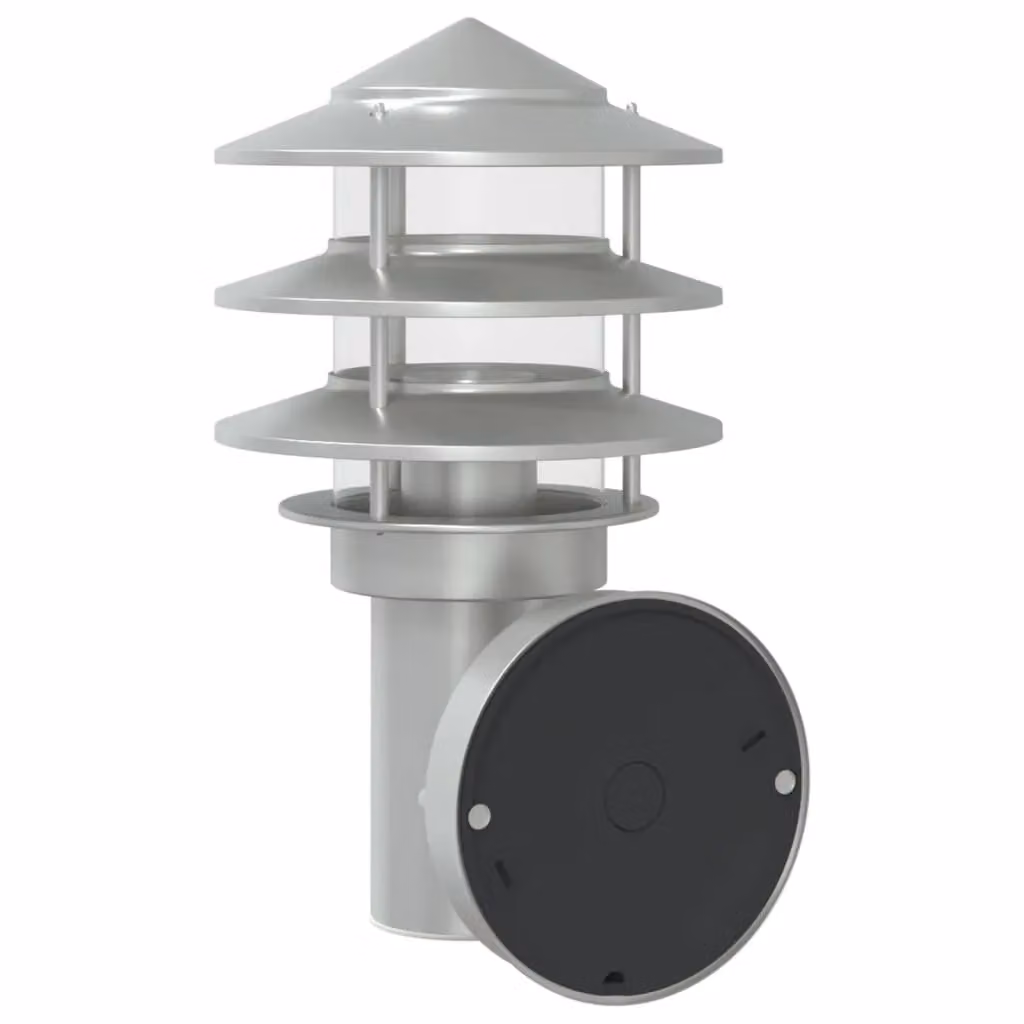 Berkfield Home Set of 2 Silver Stainless Steel Modern Outdoor Wall Lights – 3