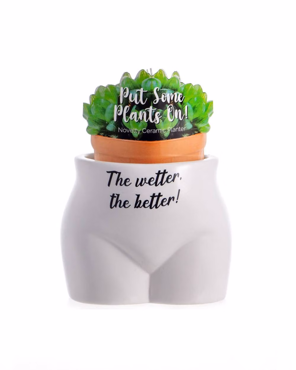 Boxer Gifts Wetter The Better Novelty Body Shaped Ceramic Planter in White and Black – 2