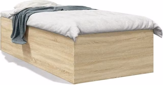 Berkfield Home Sonoma Oak Bed Frame in Light Brown, W/D/H: 100 x 200 cm
