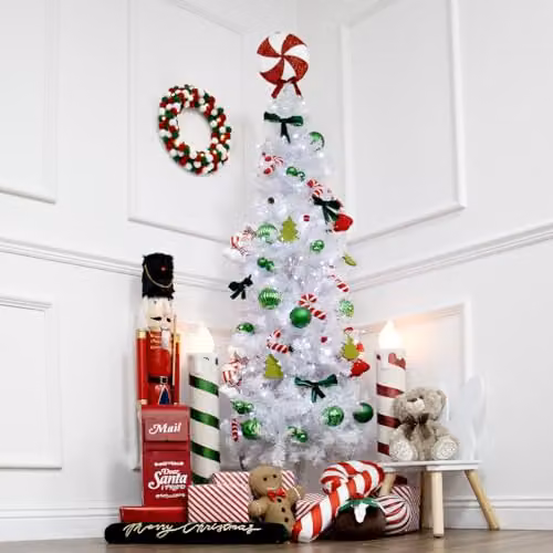 The Christmas Workshop 6ft Slimline White Artificial Christmas Tree with Metal Stand – 2