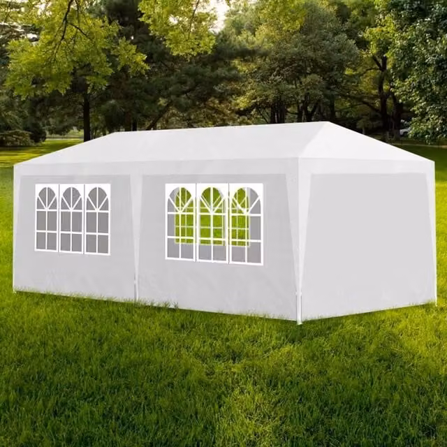 Berkfield Home White Party Tent with Windows and Steel Frame, W: 6 m, D: 3 m, H: 2.5 m – 1