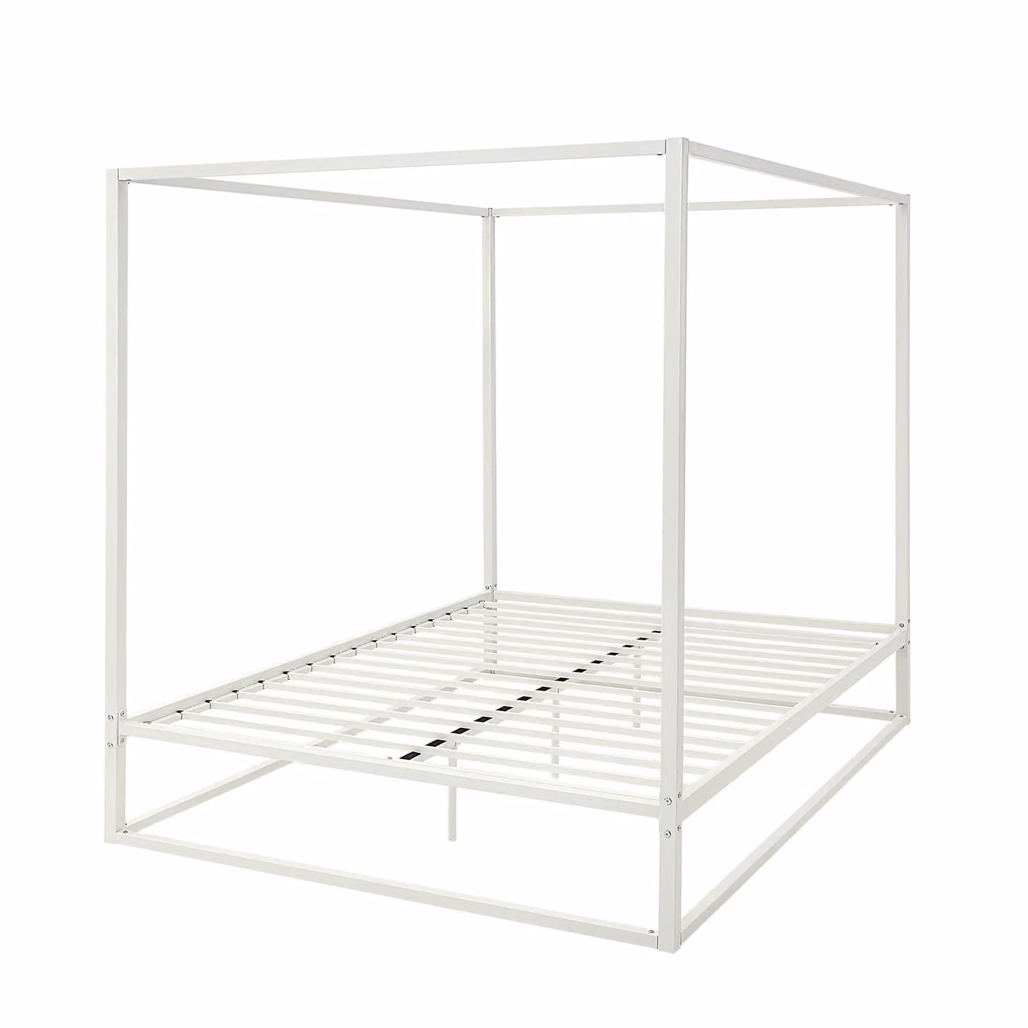 SlumberWorx Ashwell Modern Four Poster Metal Bed Frame in White, W/D/H: 90 x 190 x 198 cm – 6