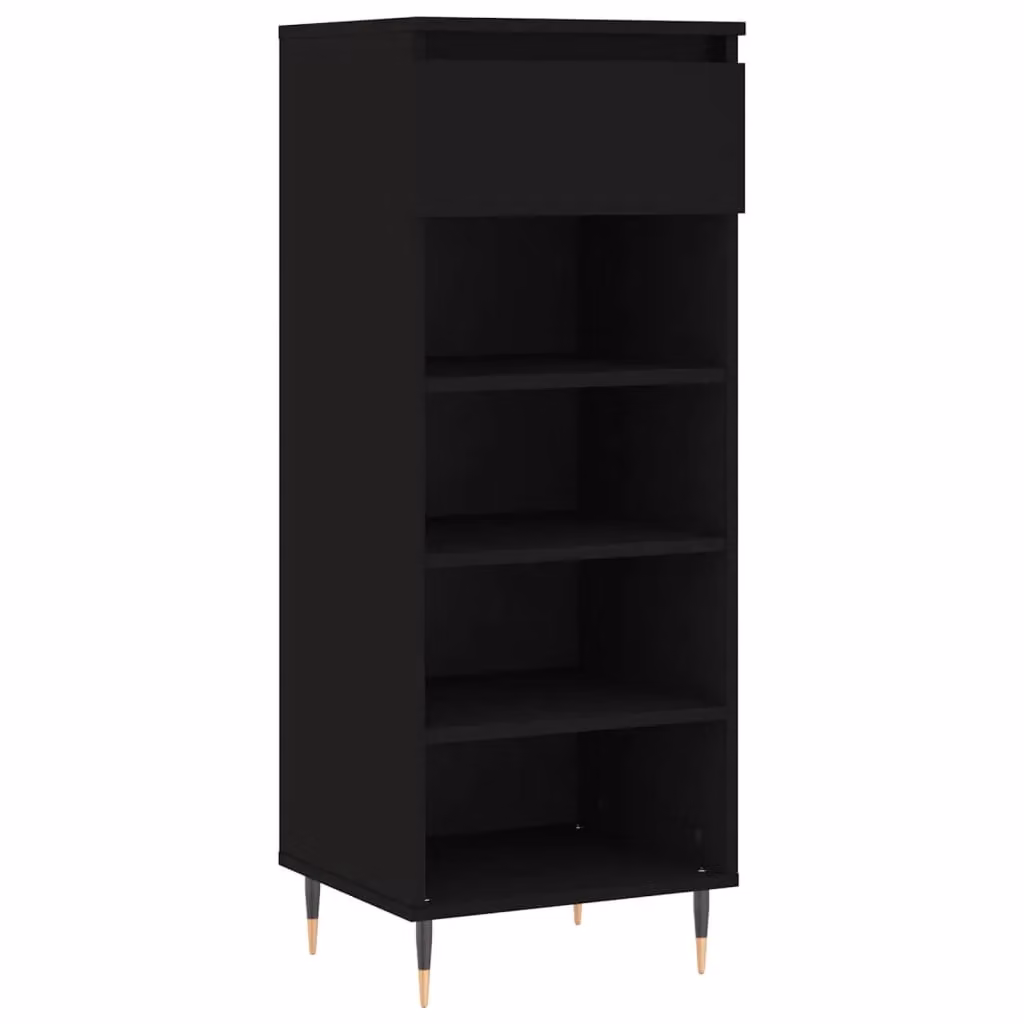 Berkfield Home Modern Black Shoe Cabinet with Drawers and Open Shelf, W/D/H: 40 x 36 x 105 cm – 2