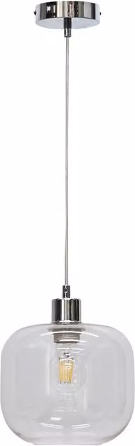 First Choice Lighting Bletch Modern Suspended Pendant Light with Transparent Glass and Chrome Finish