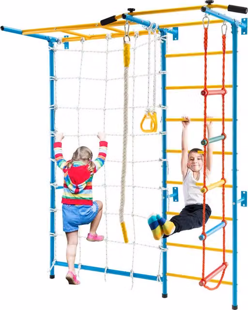 Costway 7-in-1 Indoor Jungle Gym Set in Yellow and Multicolour