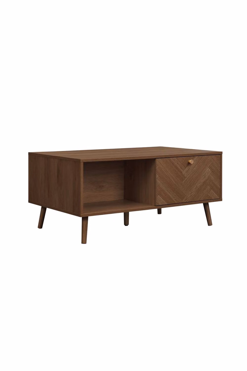 Birlea Herringford 1 Drawer Coffee Table in Brown Walnut Parquet Design – 5