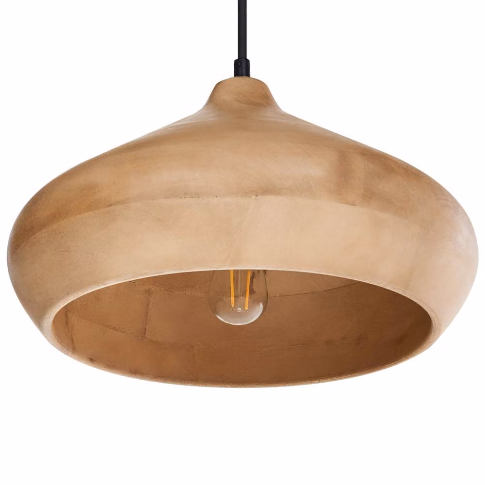 Wyld and Coco Round Mango Wood Pendant Light in Brown – 2