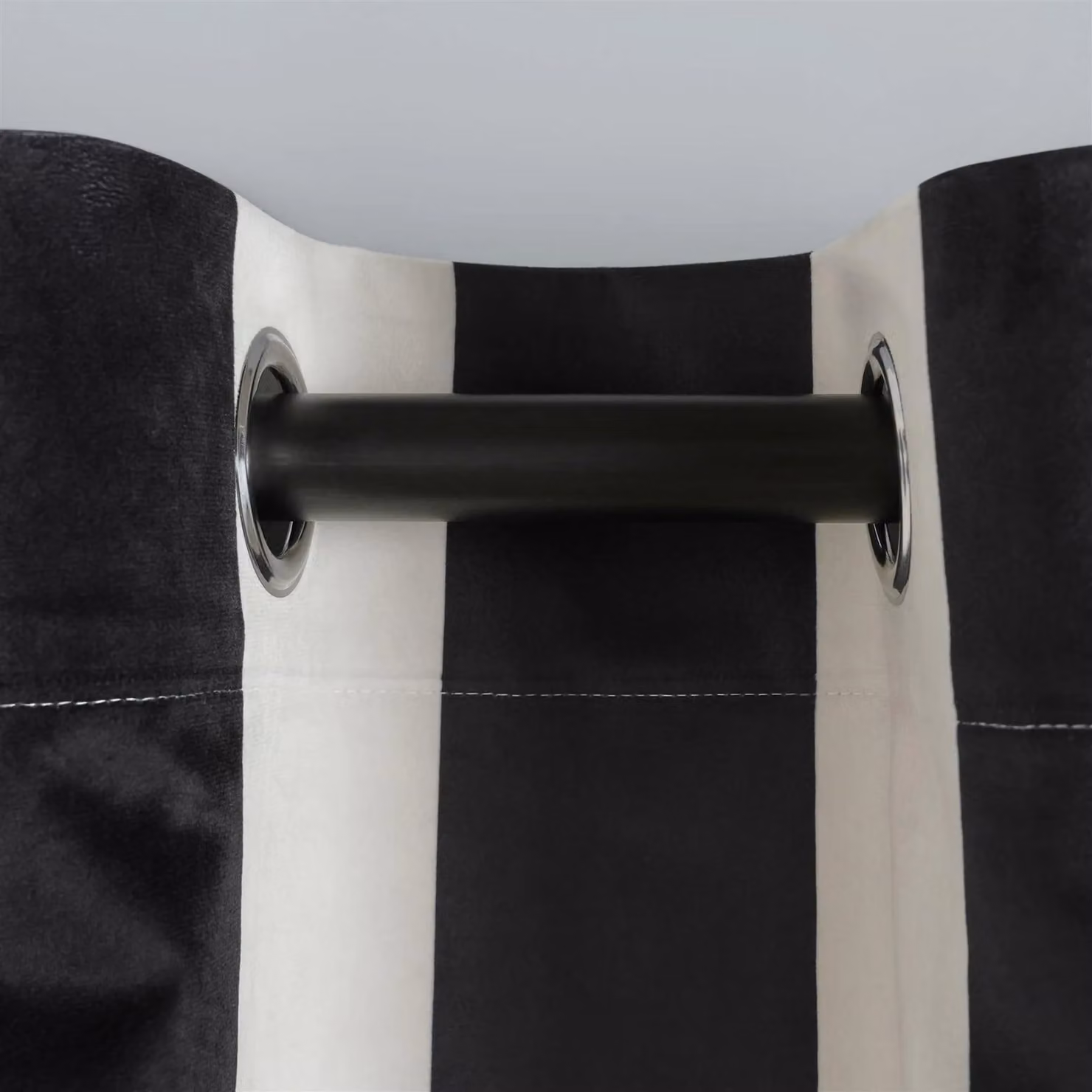 OHS White Striped Thermal Blackout Eyelet Curtains, Pair of Panels, Width: 229 cm, Drop: 229 cm – 4