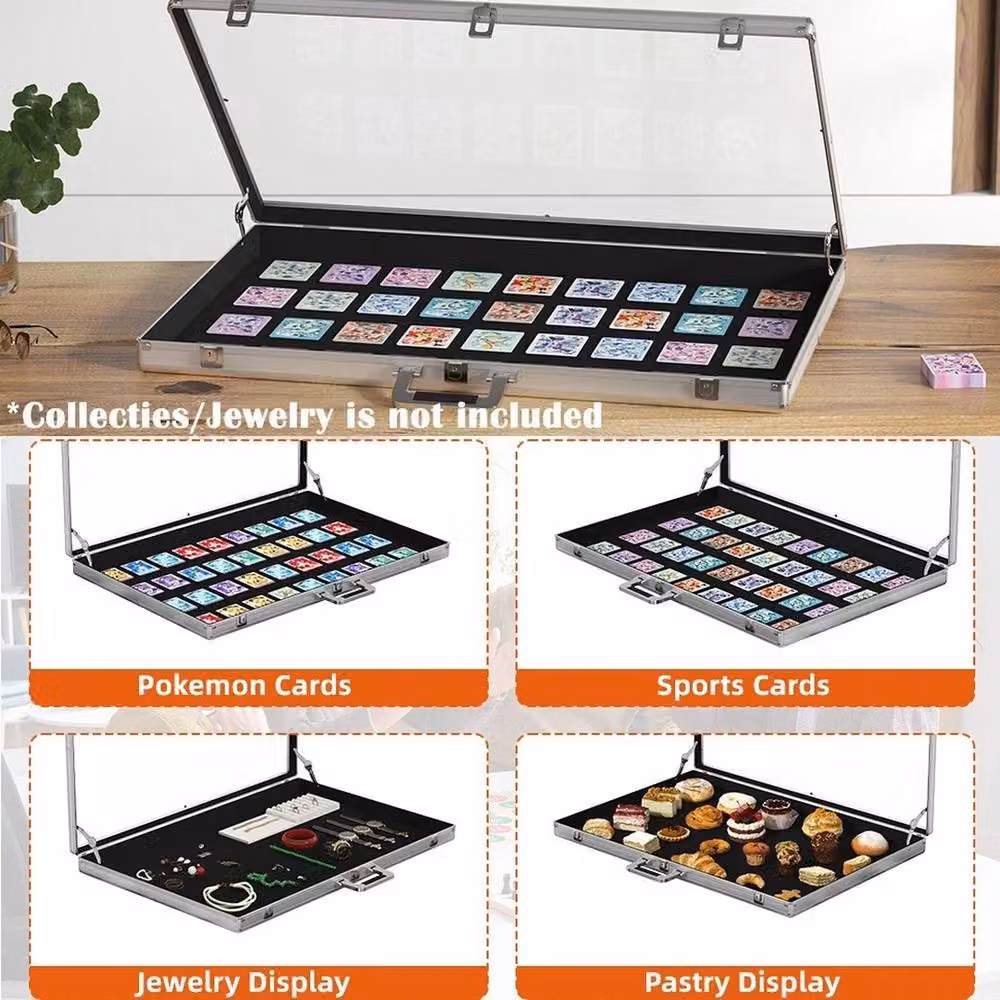 NESTLUNE Silver Aluminum Locking Trade Show Display Case W: 86.36 cm, D: 55.88 cm – 6
