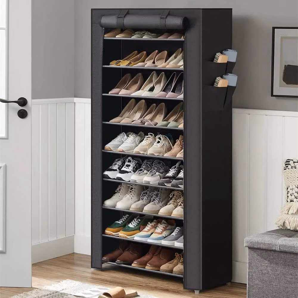 EONLION 10-Tier Black Shoe Rack Storage Stand, Width: 100 cm – 2