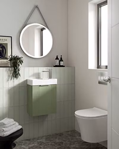Balterley Round LED Bathroom Mirror with Demister and Strap, Silver/Grey, W: 80 cm, H: 80 cm – 6