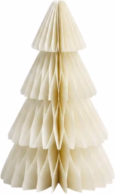 Four Candle Set of 3 Winter White Paper Christmas Trees, Height: 30 cm