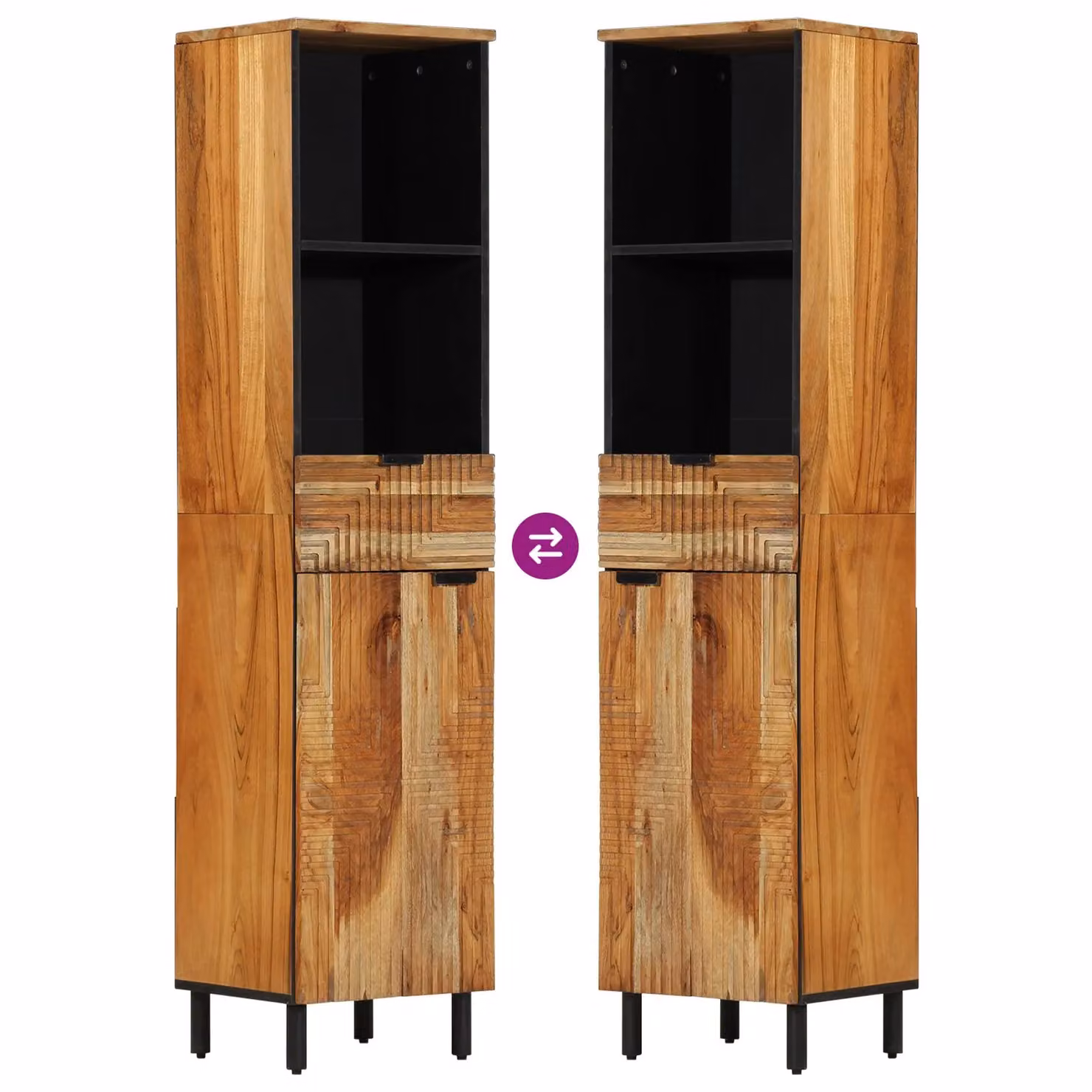 Berkfield Home Modern Freestanding Bathroom Vanity Unit in Brown Solid Acacia Wood – 5