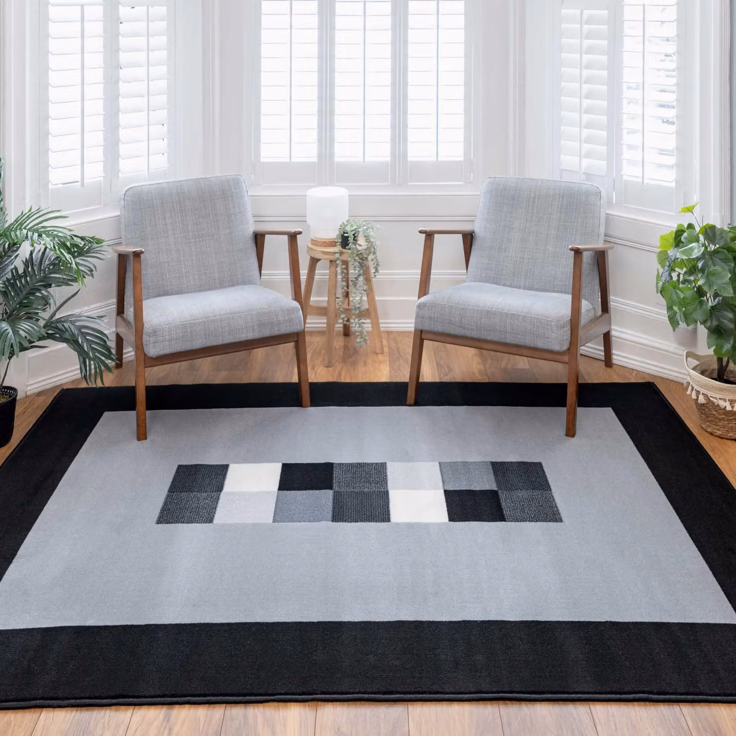 Kukoon Modern Abstract Runner Rug in Black and Grey, W: 160 cm, L: 230 cm – 3