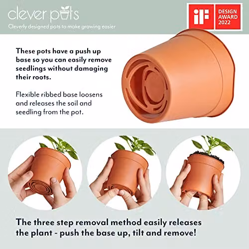 Clever Pots Easy Release Plastic Plant Pots, Pack of 5, Brown – 2