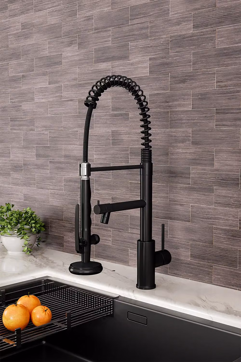 Living and Home Matt Black Stainless Steel Kitchen Faucet with Swivel Spout and Pull Out Sprayer – 2