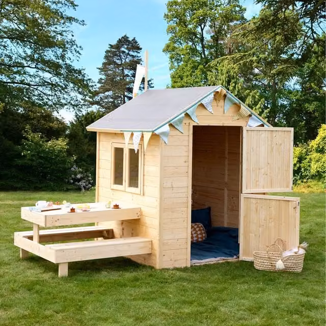 Soulet Tiana Playhouse with Picnic Bench in Natural and Beige