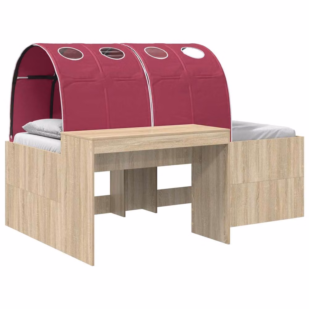 Berkfield Home 3-Piece Bed with Tunnel and Lift-Up Base in Sonoma Oak and Red Brown Engineered Wood – 2