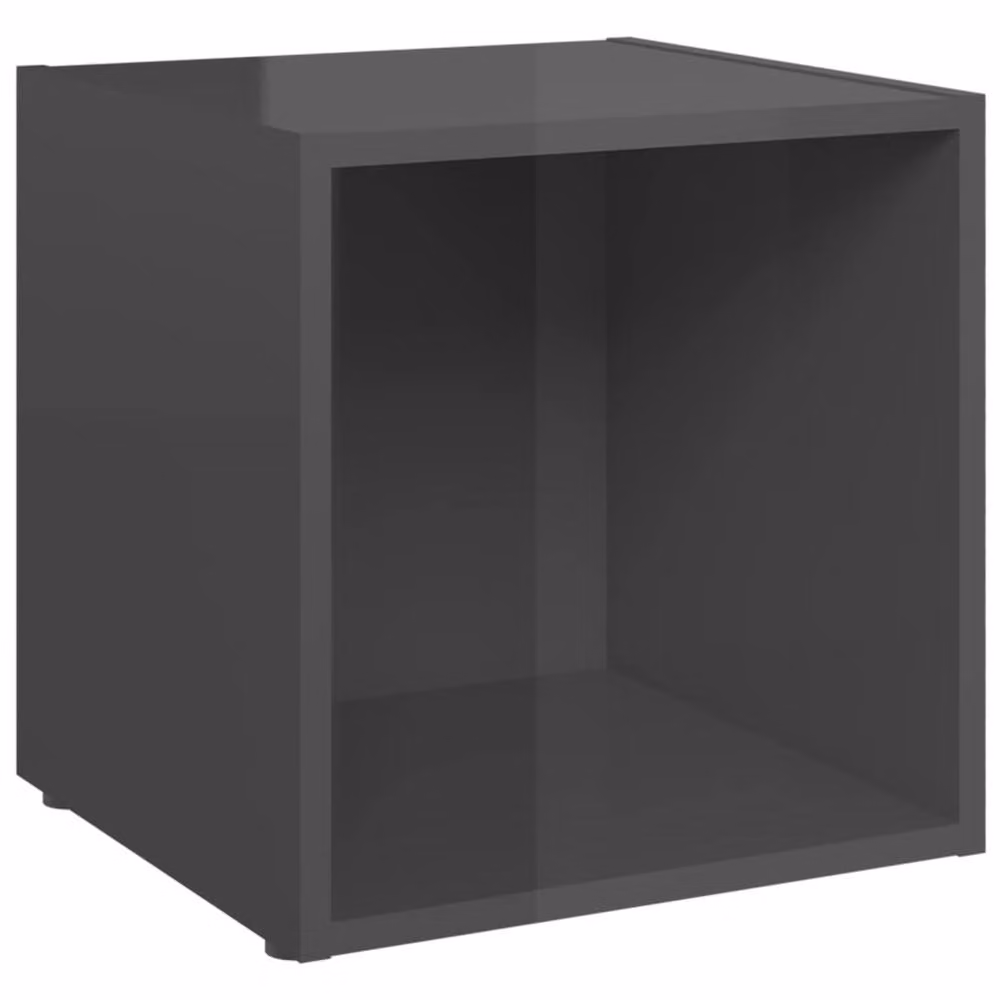Berkfield Home Set of 4 High Gloss Grey Modern TV Cabinets, W/D/H: 37 x 35 x 37 cm – 2