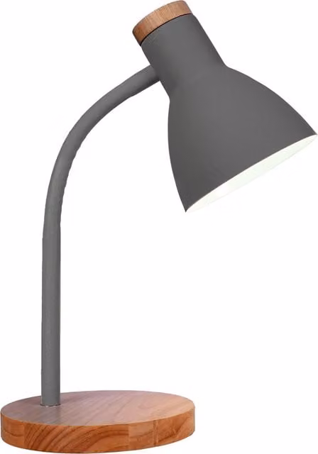 BELAIR Classic Grey Table Lamp with Wood and Metal Details