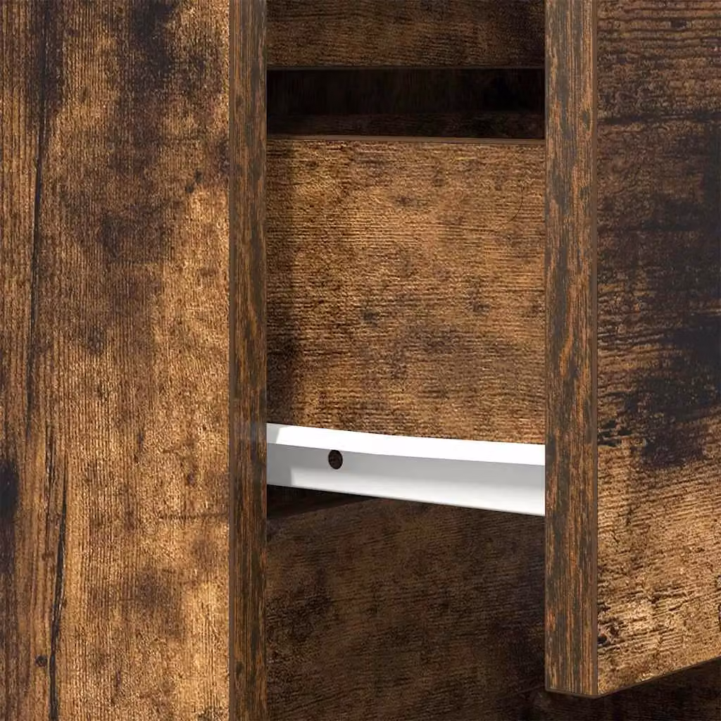 Berkfield Home Bedside Cabinet with 3 Drawers in Smoked Oak Brown, W/D/H: 39 x 35 x 65 cm – 4