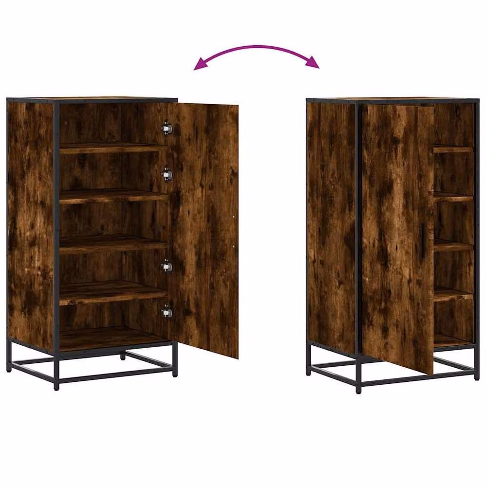 Berkfield Home Smoked Oak Shoe Rack in Brown, W/D/H: 48 x 38 x 97.5 cm – 4