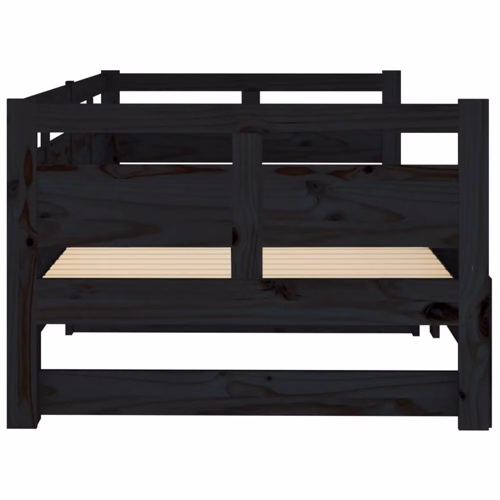 Berkfield Home Black Solid Wood Pine Pull-out Day Bed, W/D/H: 193.5 x 90 x 66 cm – 4