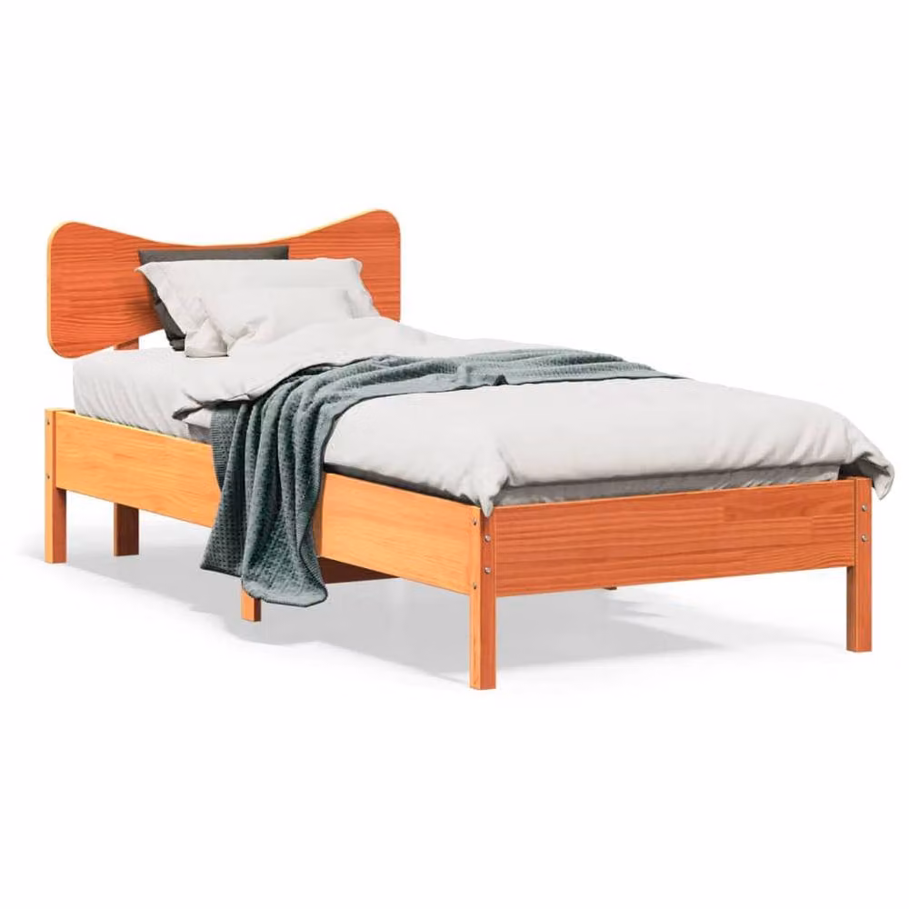 Berkfield Home Beautiful Small Single Solid Wood Bed Frame, Wax Brown, W: 75 cm, H: 81 cm, D: 190 cm – 2