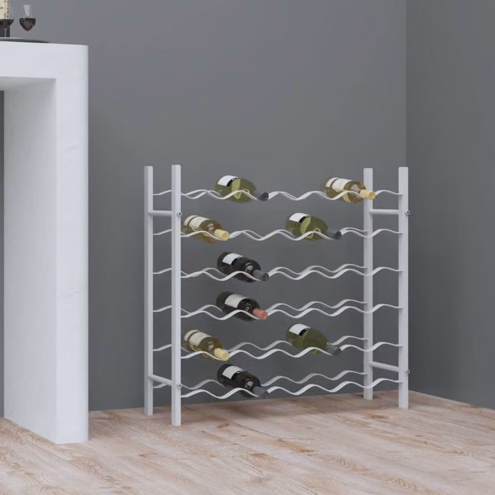 Berkfield Home Modern White Metal Wine Rack for 36 Bottles, H 65.0 x W 58.5 x D 22.0 cm – 2
