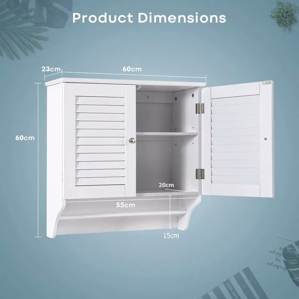 Costway White Wall Mounted Bathroom and Kitchen Medicine Cabinet with Roll Shutter Doors and Internal Shelves – 2