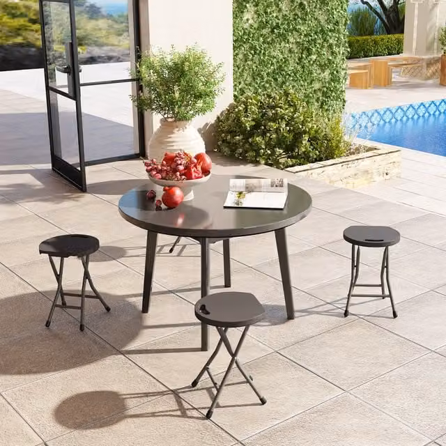 Outsunny 4-Piece Stackable Folding Stool Set in Anthracite Grey