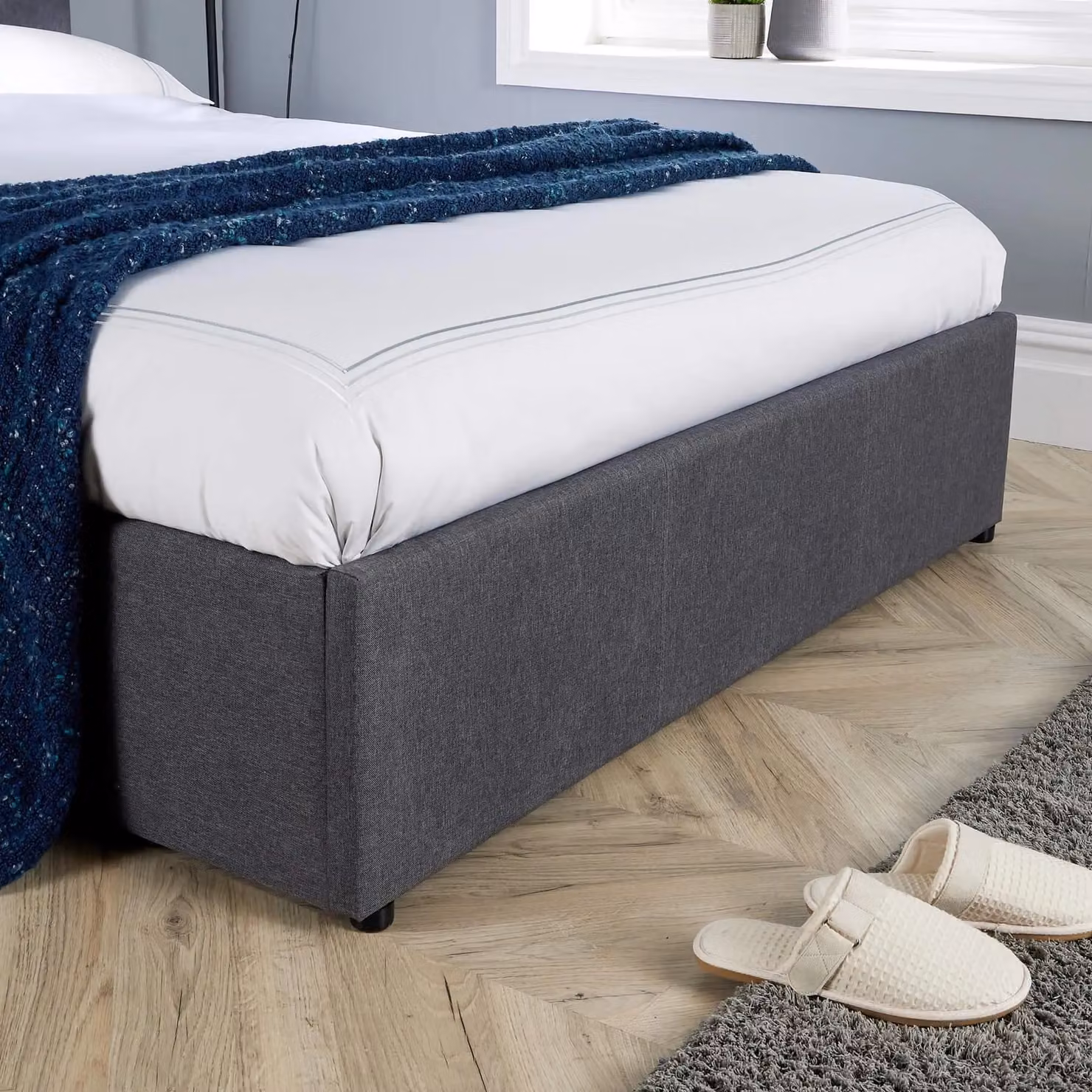 Home Source Horizon Ottoman Side Gas Lift Bed Frame in Grey, Small Double, W/D/H: 120 x 200 cm – 2