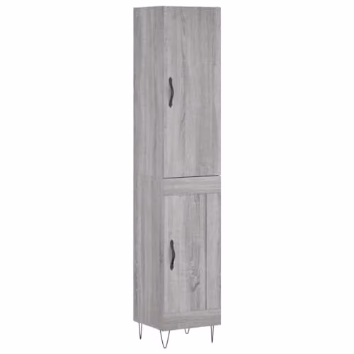 vidaXL Modern Grey Highboard with Hinged Doors, W/D/H: 34.5 x 33.08 x 180 cm – 1