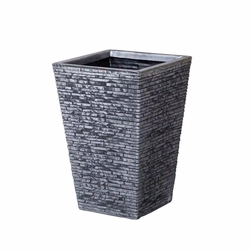 Samuel Alexander Large Square Plastic Slate Effect Garden Planter in Grey, W: 30 cm, D: 45 cm – 6