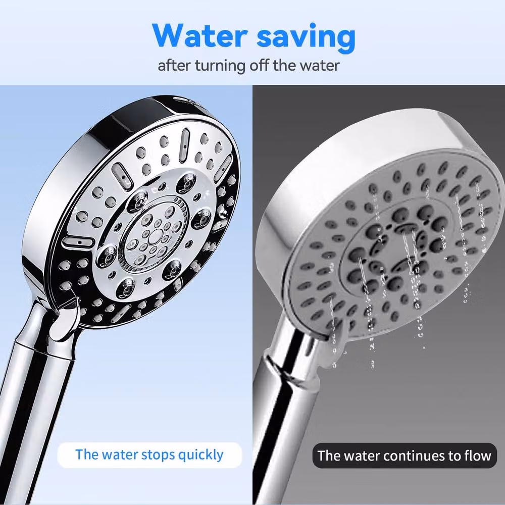 Resmo Silver Water Saving Handheld Shower Head with Filter, 8 Jet and Rain Settings, Round – 4