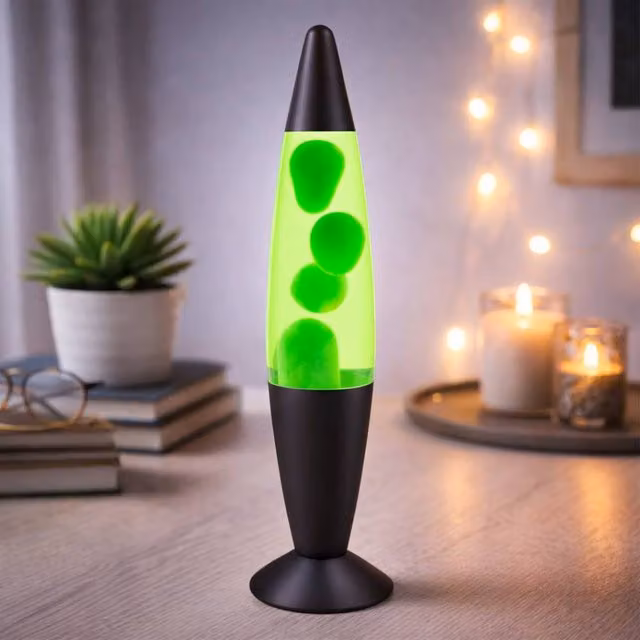 Dragodirect Retro Green Wax Lava Lamp with Black Base