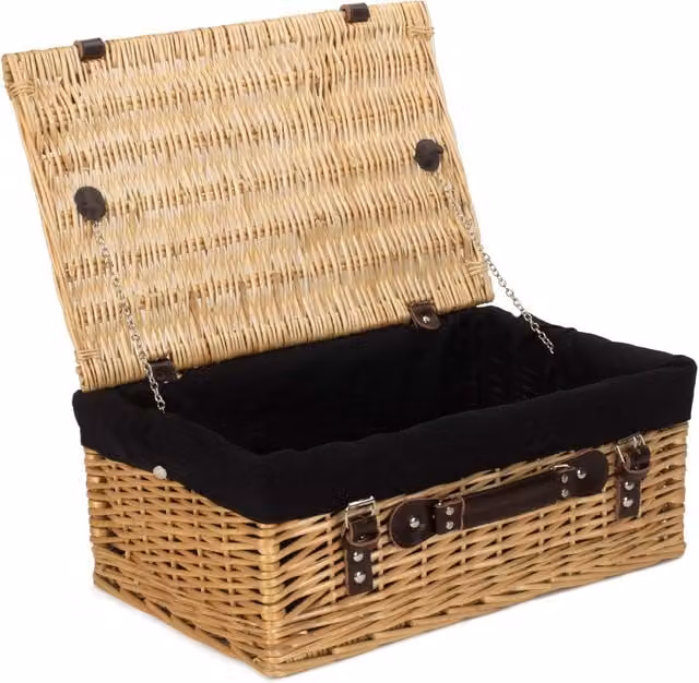 Red Wicker Picnic Basket Hamper with Black Cotton Lining, 45 cm – 1