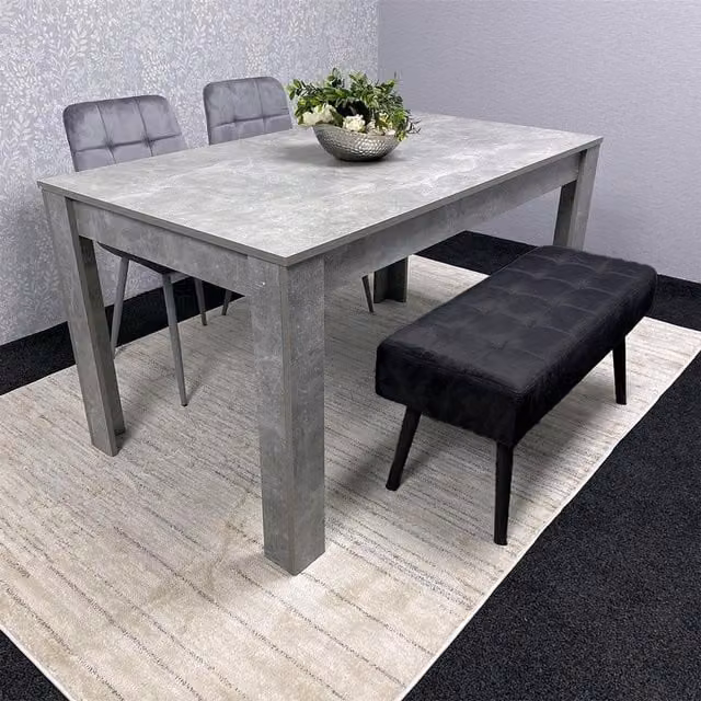 Kosy Koala Grey Wooden Modern Dining Set with Rectangular Table, 2 Chairs and 1 Bench