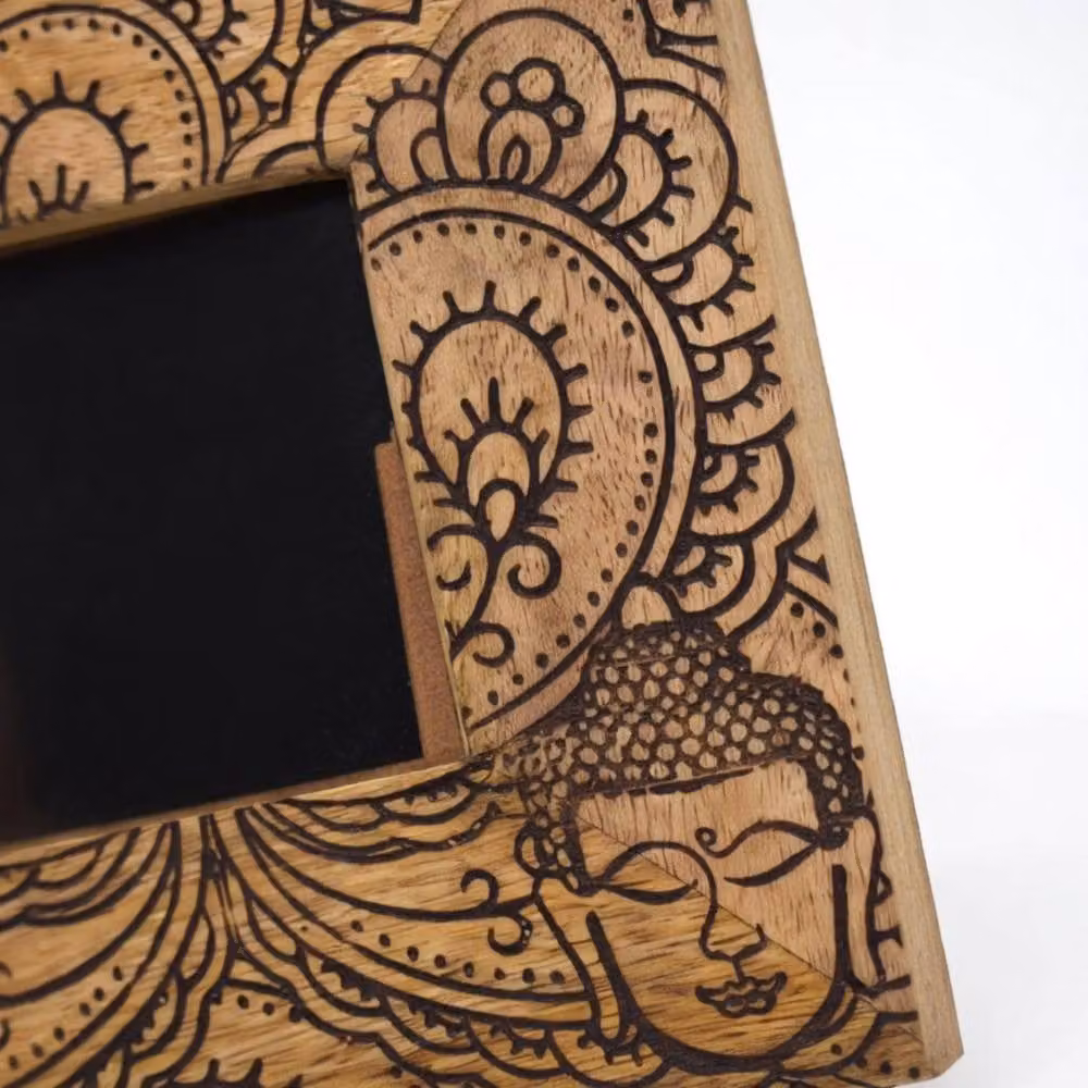 KDMD Brown Mango Wood Buddha Picture Frame for 10x15cm Photos, W/D/H: 20 x 20 x 2 cm – 2