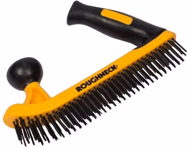 Roughneck Two-handed Steel Wire Brush with Soft-grip in Yellow and Multicolour – 1