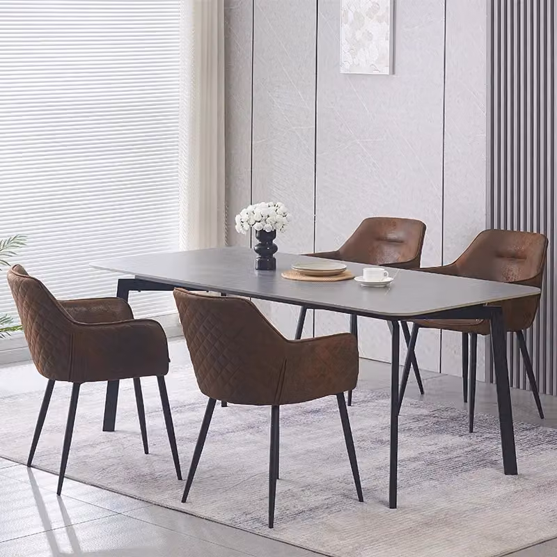 SONARA Modern Faux Suede Upholstered Armchair Dining Chairs Set of 2, Brown – 6