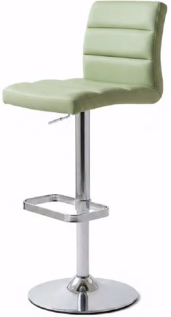 netfurniture Swank Brushed Steel Bar Stool with Green Faux Leather Padded Seat