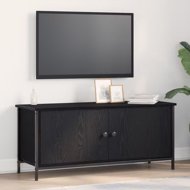 Berkfield Home Black Oak TV Stand in Black, W/D/H: 102 x 35 x 45 cm