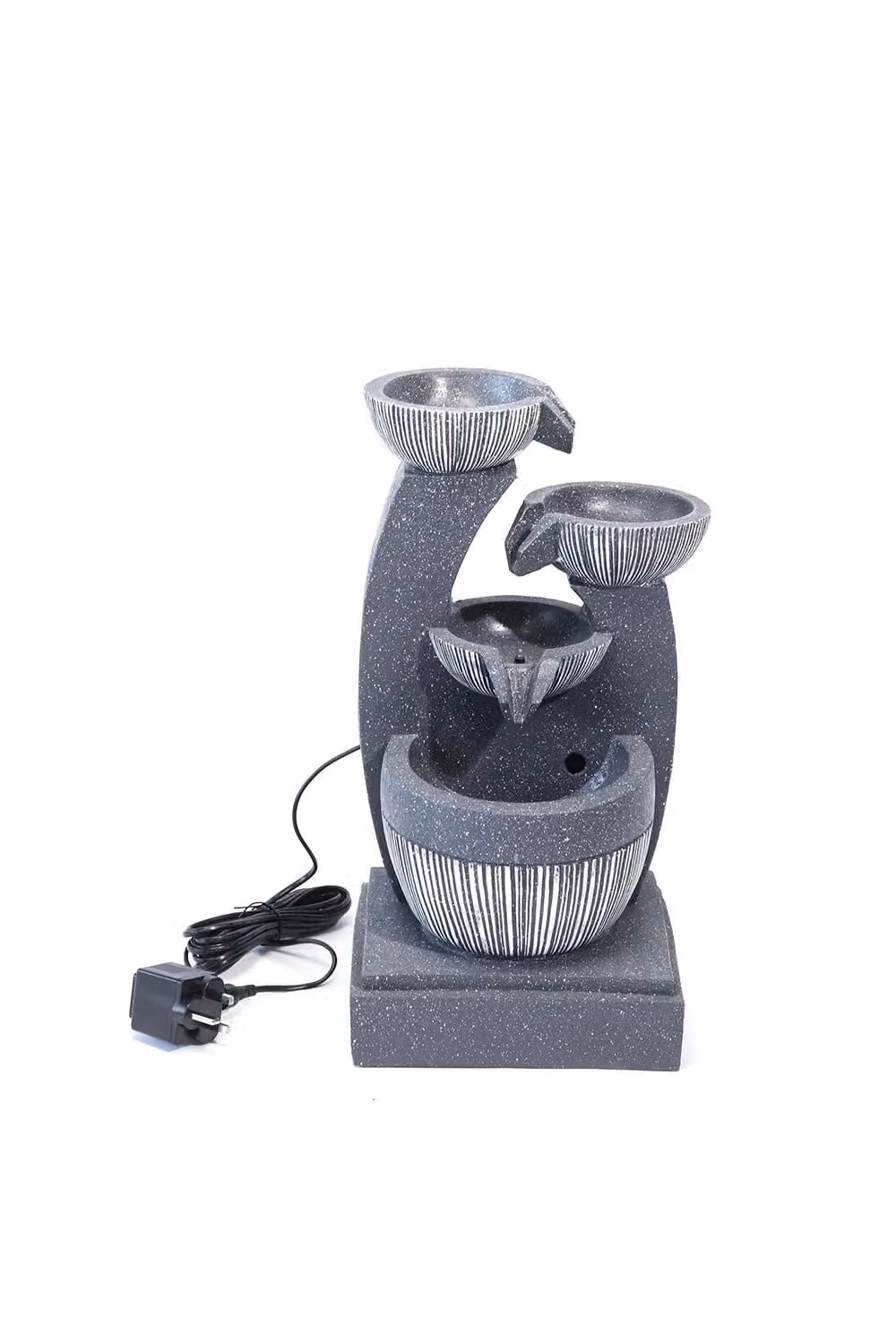 Living and Home Corded Electric Outdoor Stone Water Fountain in Grey, W/D/H: 22 x 47 x 22 cm – 3