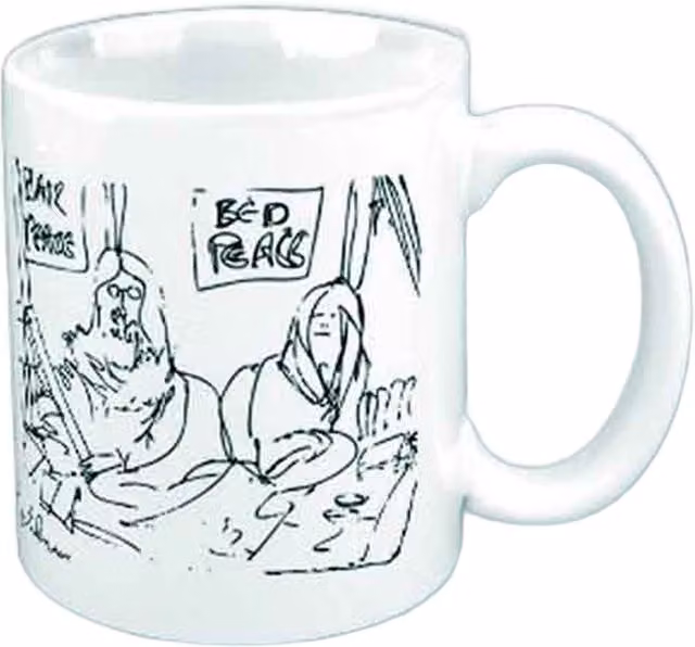 John Lennon Bedism Ceramic Mug in White and Black