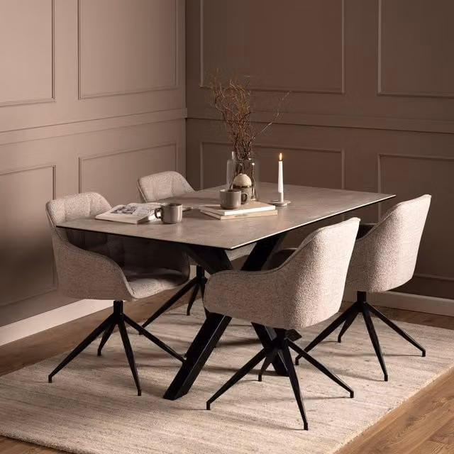 Furniture To Go Heaven Modern Rectangular Ceramic Dining Table in Grey and Black, W: 160 cm