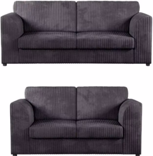 Snug Furniture Birmingham Ltd Chicago 3+2 Sofa Set in Black Jumbo Cord Fabric – 1
