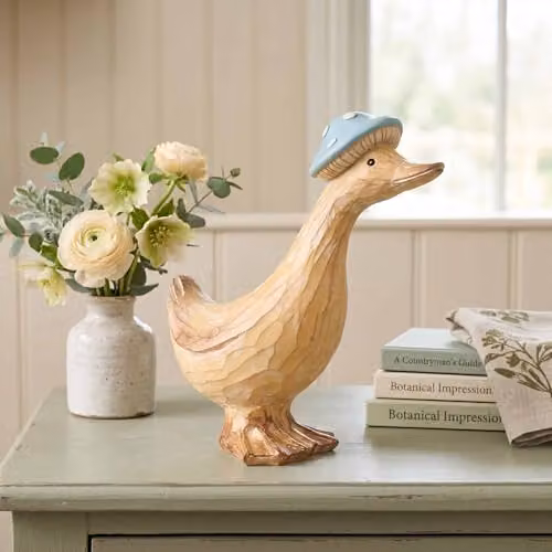 Madison & Mayfair Dotted Wood Tabletop Duck Ornament in Pink, Beige and Blue – 2