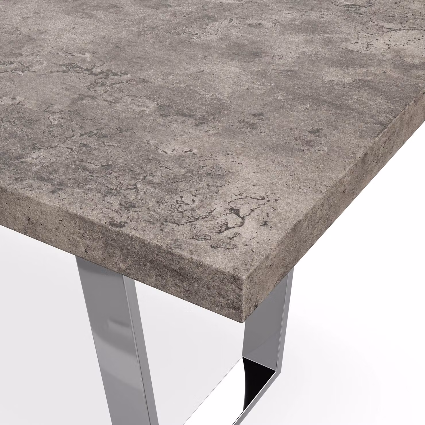 More4Homes Aria Dining Table and 4 Monza Faux Leather Chairs Set, Concrete Effect Rectangular Table with Chrome Legs and Black Chairs – 3